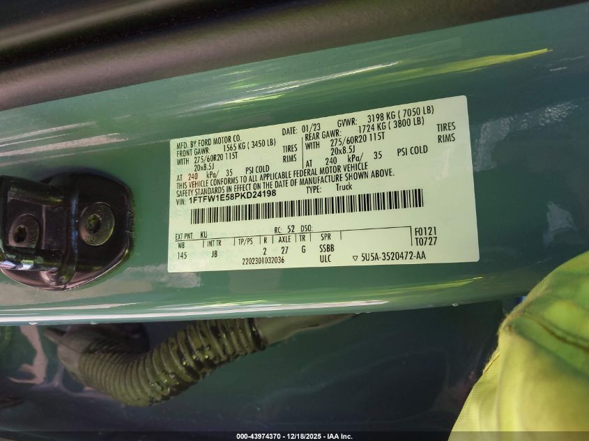 2023 Ford F-150 Xl VIN: 1FTFW1E58PKD24198 Lot: 43974370