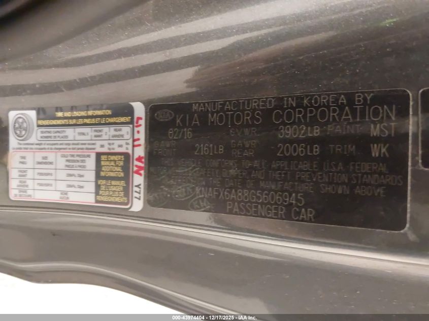 2016 Kia Forte Koup Ex VIN: KNAFX6A88G5606945 Lot: 43974404