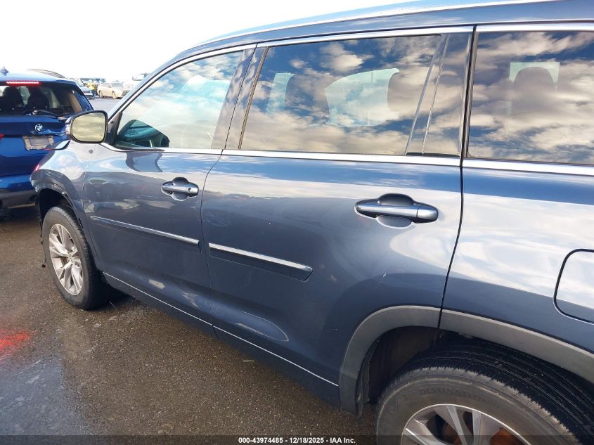 2014 Toyota Highlander Xle V6 VIN: 5TDKKRFHXES026288 Lot: 43974485