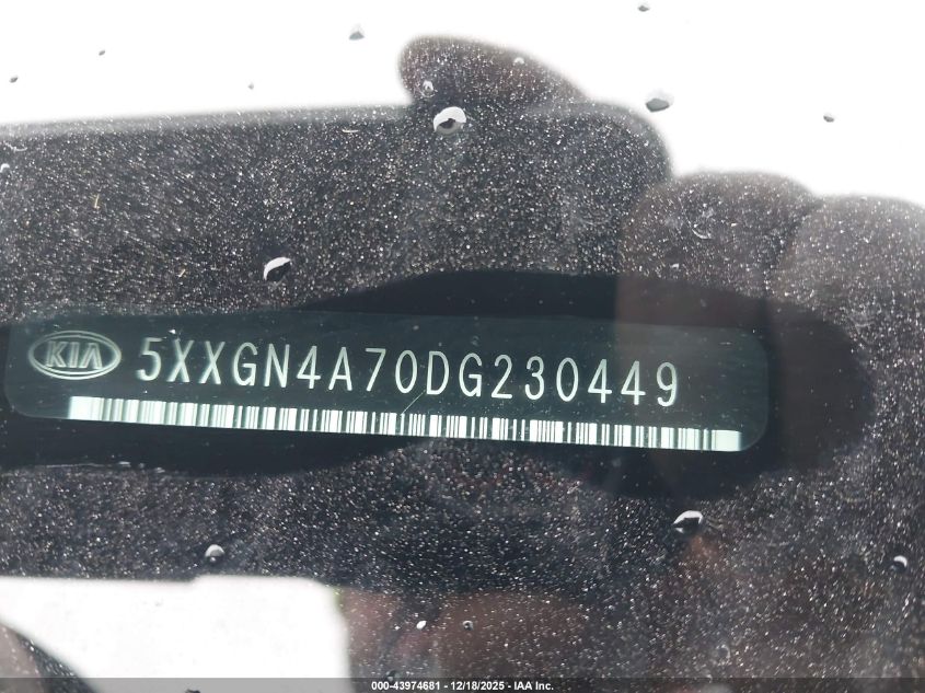 2013 Kia Optima Ex VIN: 5XXGN4A70DG230449 Lot: 43974681