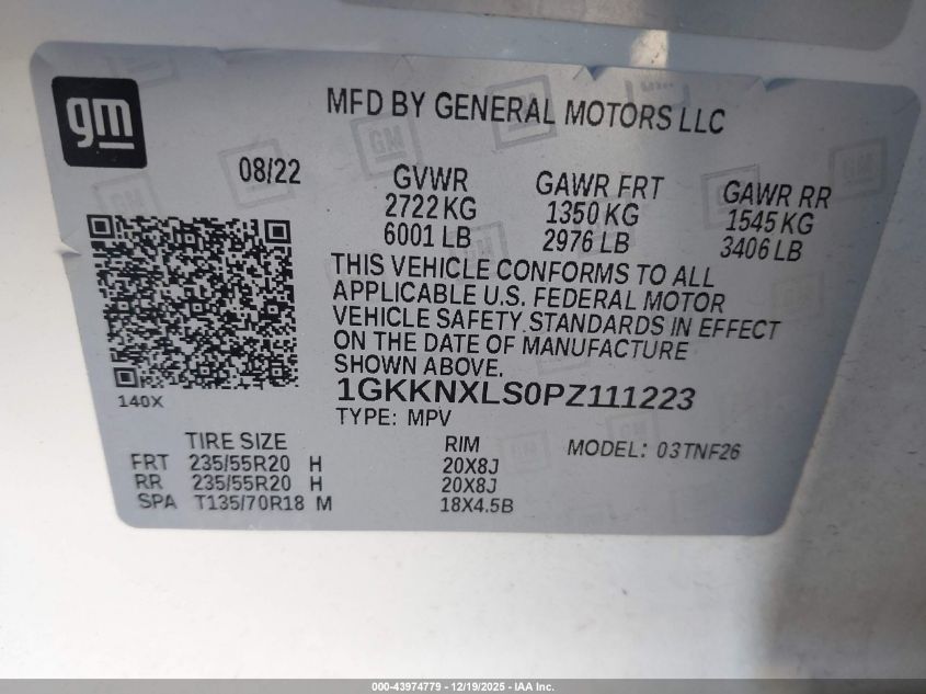 2023 GMC Acadia Awd Denali VIN: 1GKKNXLS0PZ111223 Lot: 43974779