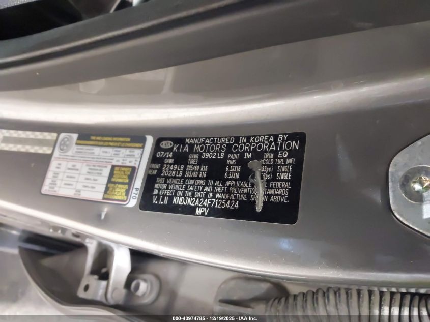 2015 Kia Soul VIN: KNDJN2A24F7125424 Lot: 43974785