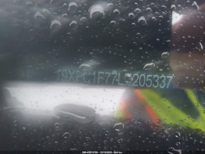 2020 Honda Civic Ex-L VIN: 19XFC1F77LE205337 Lot: 43974788