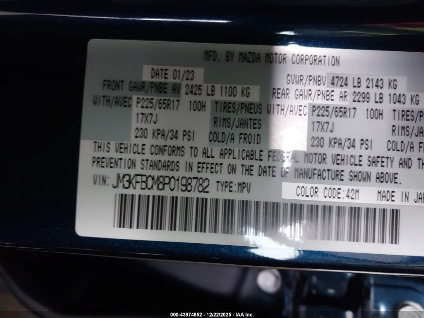 2023 Mazda Cx-5 2.5 S Preferred VIN: JM3KFBCM8P0198782 Lot: 43974852