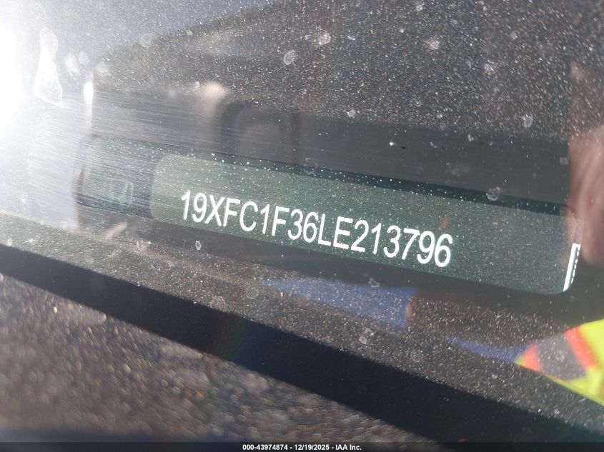 2020 Honda Civic Ex VIN: 19XFC1F36LE213796 Lot: 43974874