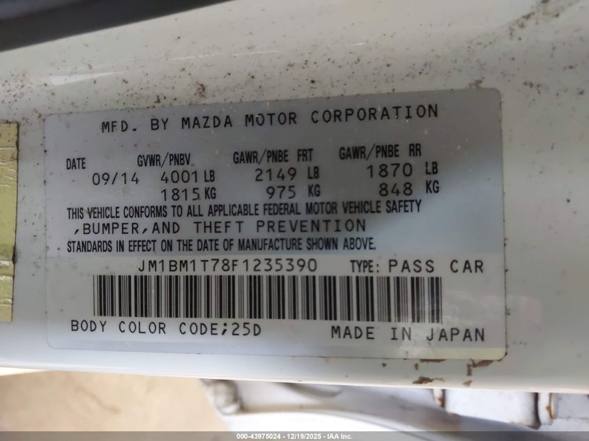 2015 Mazda Mazda3 I Sv VIN: JM1BM1T78F1235390 Lot: 43975024