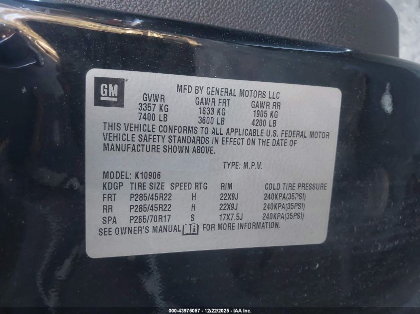 2007 Cadillac Escalade Ext Standard VIN: 3GYFK62867GS10X09 Lot: 43975057