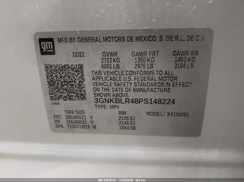 2023 Chevrolet Blazer Awd Premier VIN: 3GNKBLR48PS148224 Lot: 43975127