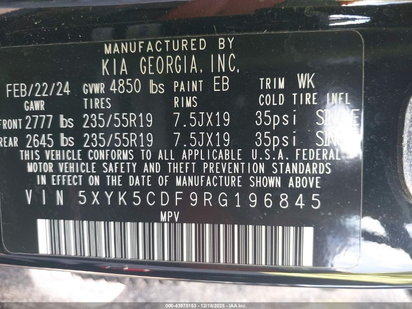 2024 Kia Sportage Sx-Prestige VIN: 5XYK5CDF9RG196845 Lot: 43975153