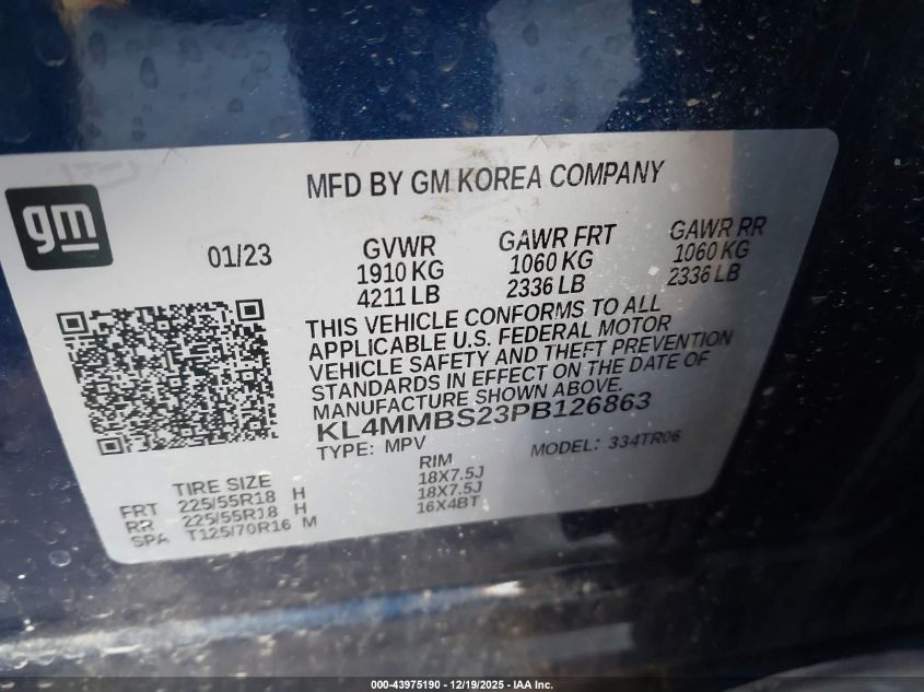 2023 Buick Encore Gx Preferred VIN: KL4MMBS23PB126863 Lot: 43975190