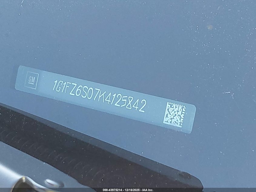 2019 Chevrolet Bolt Ev Premier VIN: 1G1FZ6S07K4125842 Lot: 43975214