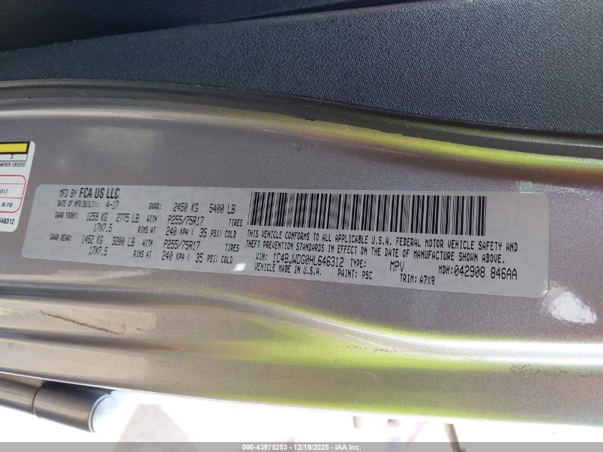 2017 Jeep Wrangler Unlimited Sport 4X4 VIN: 1C4BJWDG0HL646312 Lot: 43975253