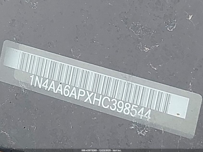 2017 Nissan Maxima 3.5 S VIN: 1N4AA6APXHC398544 Lot: 43975269