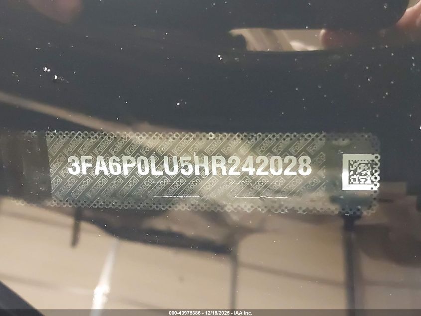 2017 Ford Fusion Hybrid Se VIN: 3FA6P0LU5HR242028 Lot: 43975386