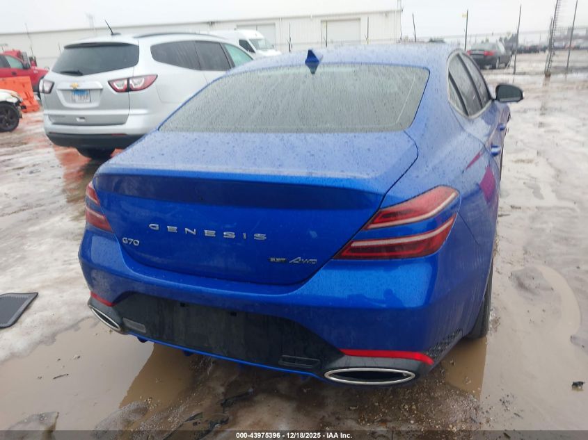 2023 Genesis G70 3.3T Awd VIN: KMTG54TE2PU104752 Lot: 43975396