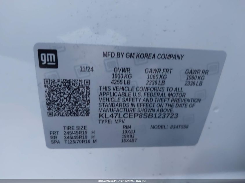 2025 Buick Envista Avenir Fwd VIN: KL47LCEP8SB123723 Lot: 43975411