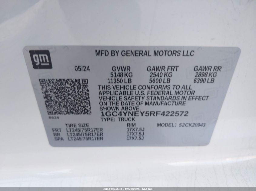 2024 Chevrolet Silverado 2500 - 1GC4YNEY5RF422572