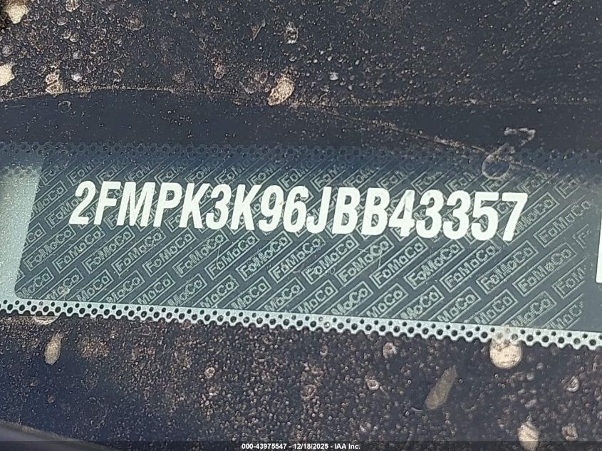 2018 Ford Edge Titanium VIN: 2FMPK3K96JBB43357 Lot: 43975547