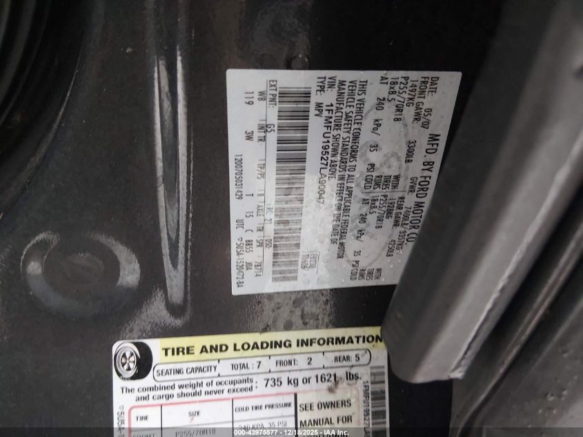 2007 Ford Expedition Limited VIN: 1FMFU19527LA90047 Lot: 43975577