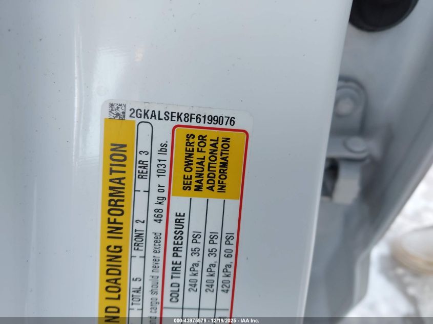 2015 GMC Terrain Slt-1 VIN: 2GKALSEK8F6199076 Lot: 43975579