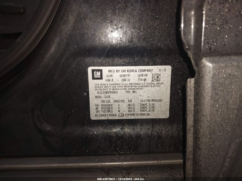 2015 Buick Encore Premium VIN: KL4CJHSB0FB194642 Lot: 43975631