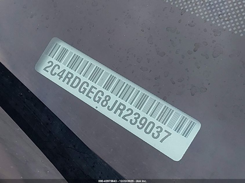 2018 Dodge Grand Caravan Gt VIN: 2C4RDGEG8JR239037 Lot: 43975643