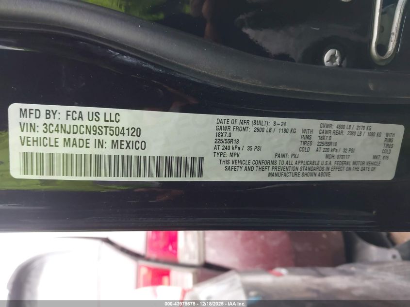 2025 Jeep Compass Limited 4X4 VIN: 3C4NJDCN9ST504120 Lot: 43975675