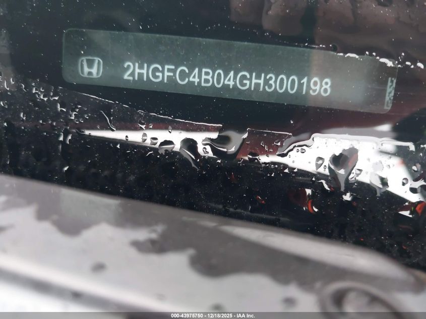 2016 Honda Civic Lx-P VIN: 2HGFC4B04GH300198 Lot: 43975750