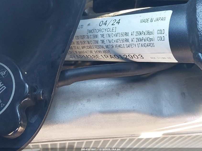 2024 Yamaha Yzfr7 VIN: JYARM38E1RA012903 Lot: 43975807