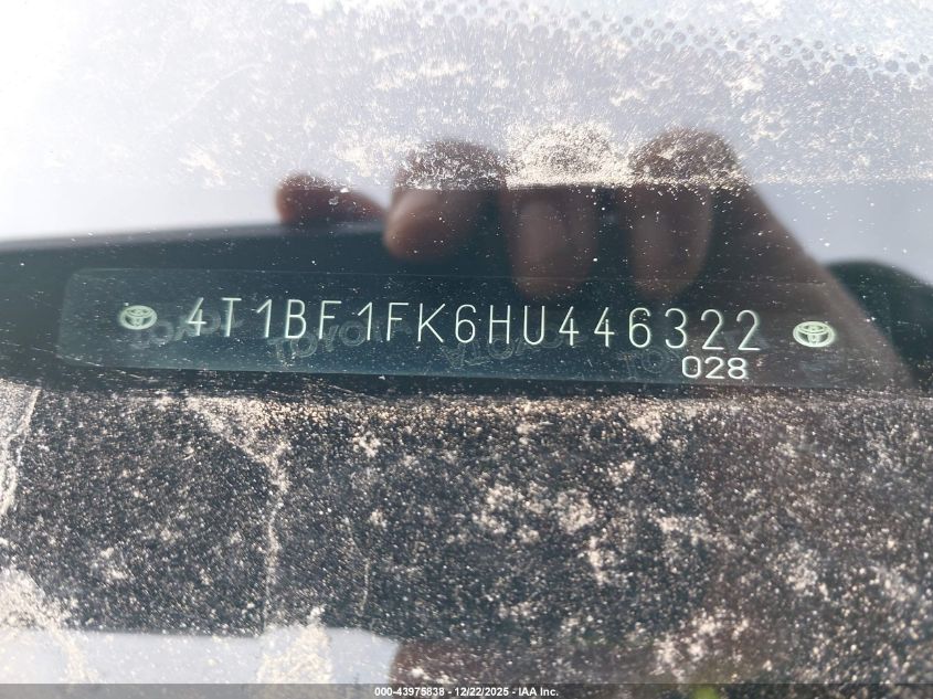 2017 Toyota Camry Le VIN: 4T1BF1FK6HU446322 Lot: 43975838