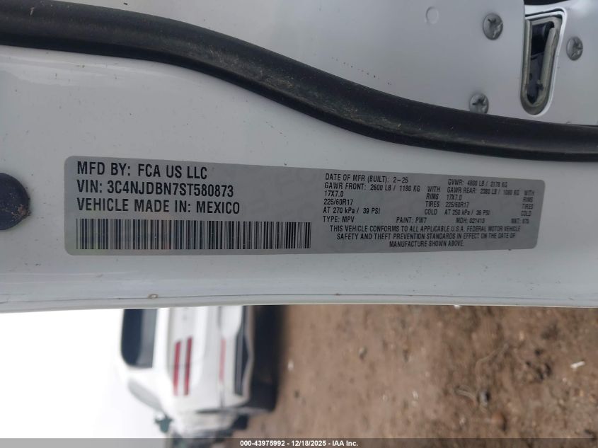 2025 Jeep Compass Latitude 4X4 VIN: 3C4NJDBN7ST580873 Lot: 43975992