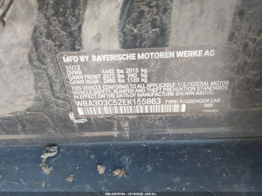 2014 BMW 328D VIN: WBA3D3C52EK155863 Lot: 43976154