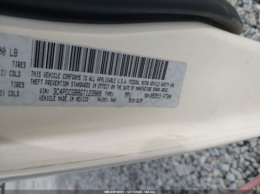 2016 Dodge Journey Crossroad Plus VIN: 3C4PDCGB8GT123909 Lot: 43976181