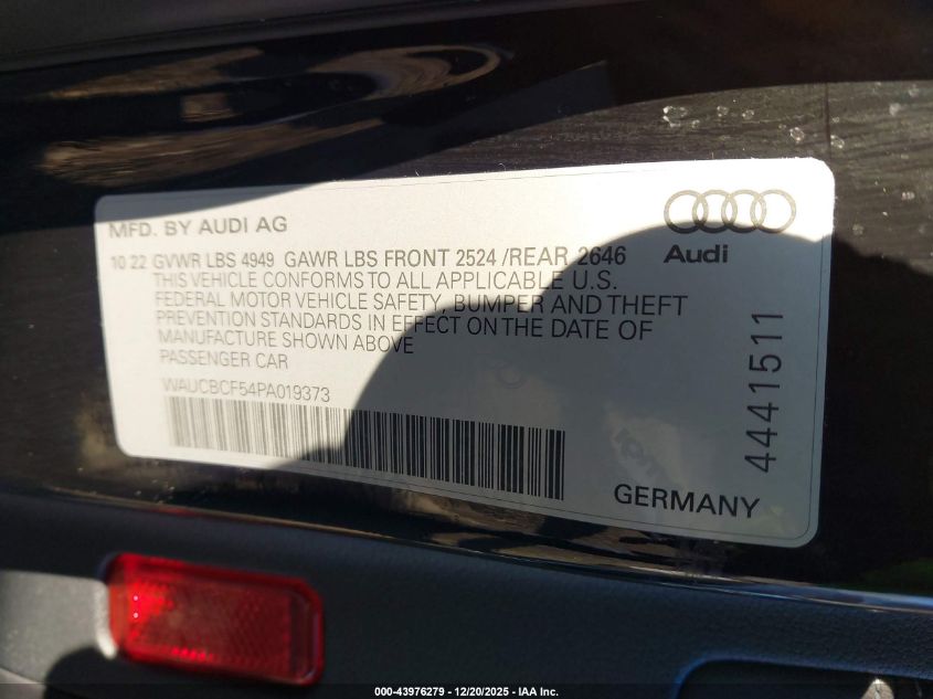 2023 Audi A5 Sportback Premium Plus 40 Tfsi Quattro S Tronic VIN: WAUCBCF54PA019373 Lot: 43976279