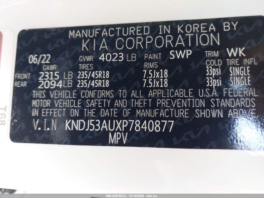 2023 Kia Soul Gt-Line VIN: KNDJ53AUXP7840877 Lot: 43976313