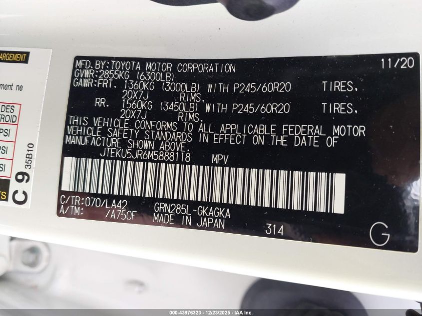 2021 Toyota 4Runner - JTEKU5JR6M5888118