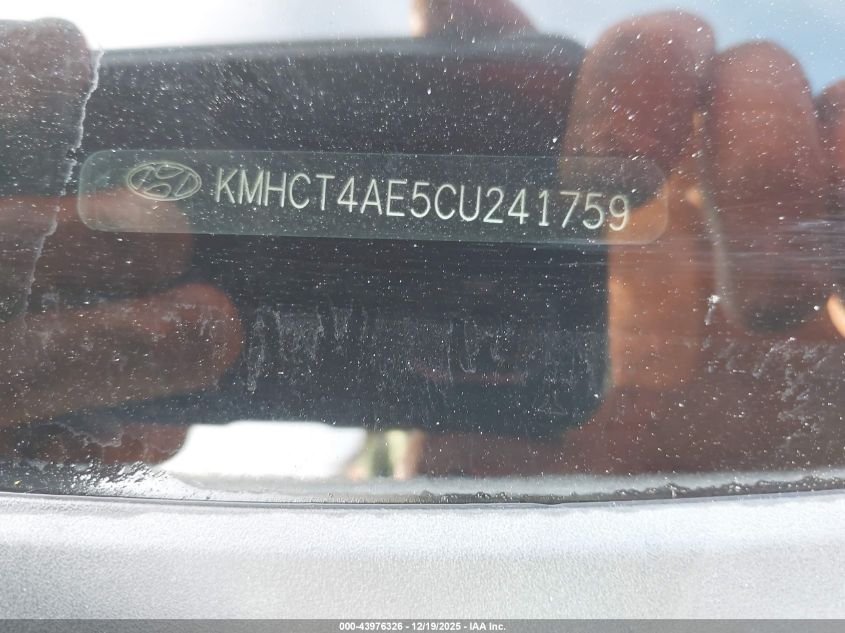 2012 Hyundai Accent Gls VIN: KMHCT4AE5CU241759 Lot: 43976326