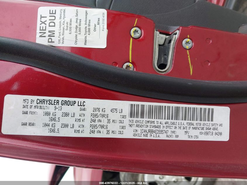 2014 Jeep Patriot Sport VIN: 1C4NJRBB4ED595747 Lot: 43976333