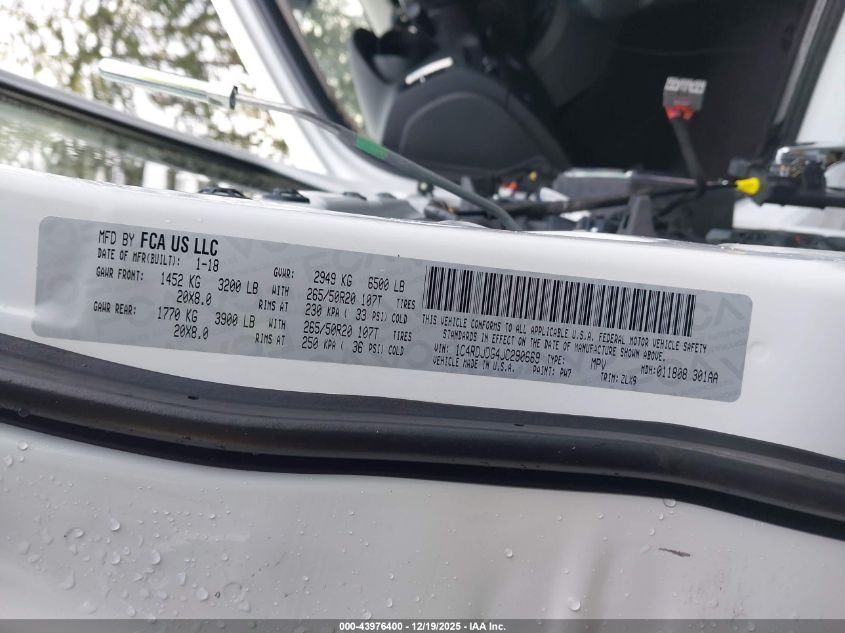 2018 Dodge Durango Gt Awd VIN: 1C4RDJDG4JC290669 Lot: 43976400