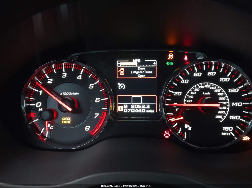 2019 Subaru Wrx VIN: JF1VA1A61K9824850 Lot: 43976465