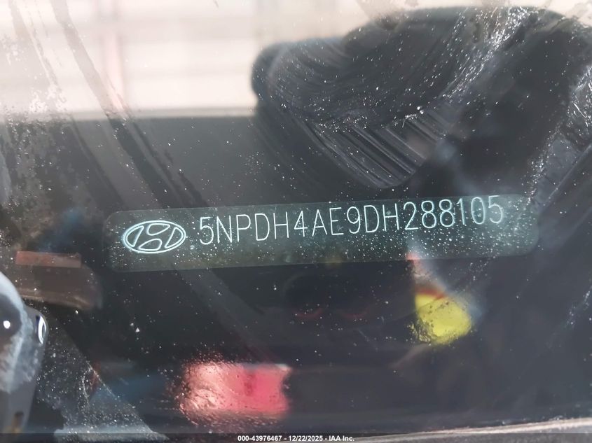 2013 Hyundai Elantra Gls VIN: 5NPDH4AE9DH288105 Lot: 43976467