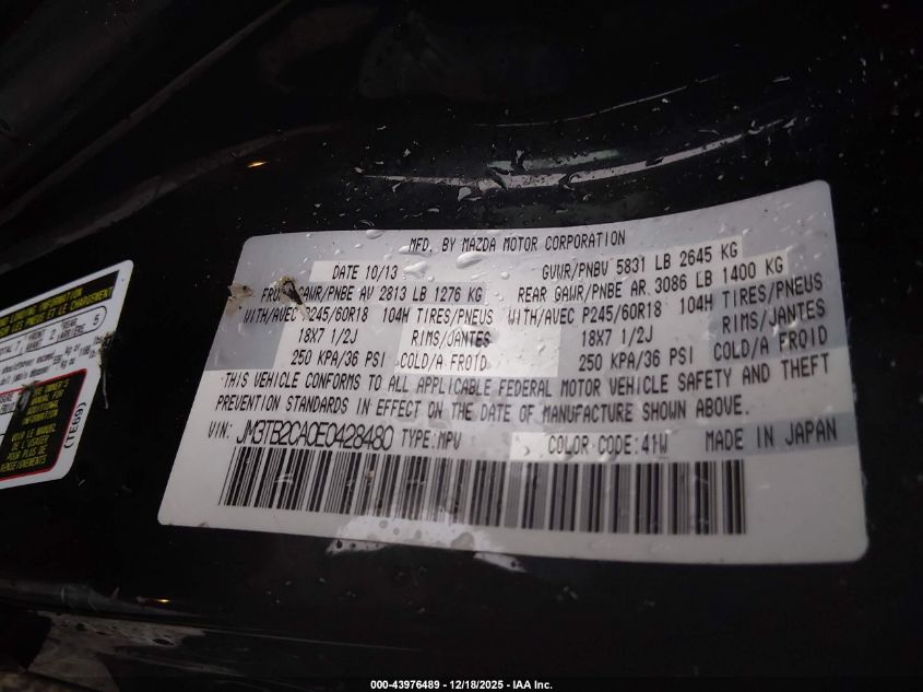 2014 Mazda Cx-9 Touring VIN: JM3TB2CA0E0428480 Lot: 43976489