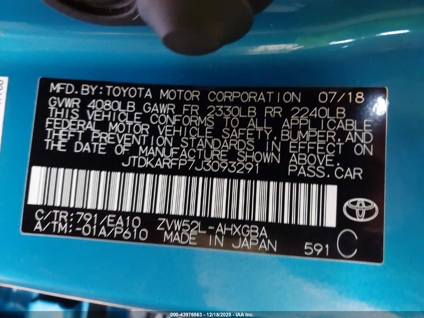 2018 Toyota Prius Prime Premium VIN: JTDKARFP7J3093291 Lot: 43976563