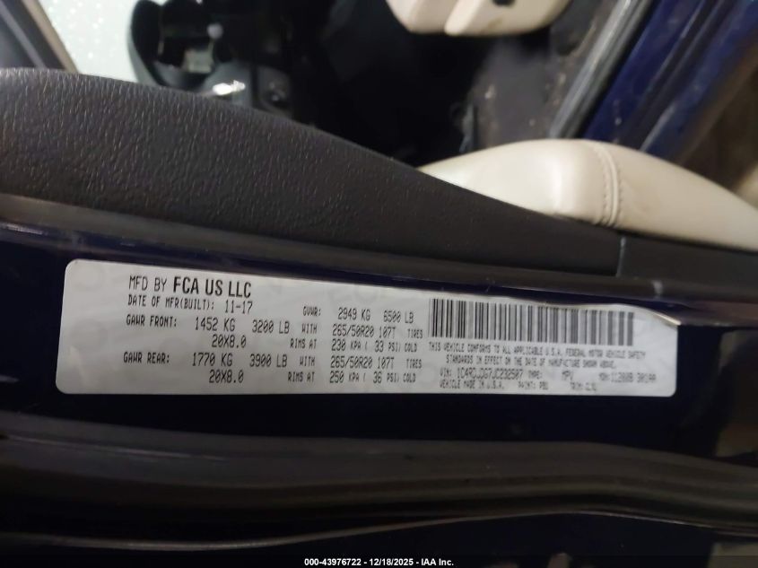 2018 Dodge Durango Gt Awd VIN: 1C4RDJDG7JC232507 Lot: 43976722