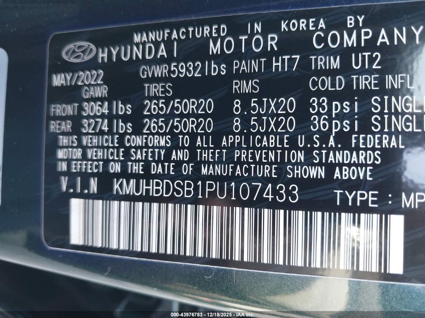 2023 Genesis Gv80 2.5T Awd VIN: KMUHBDSB1PU107433 Lot: 43976783