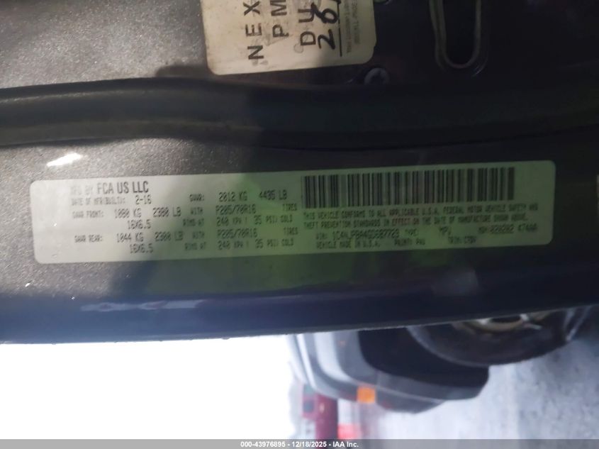 2016 Jeep Patriot Sport VIN: 1C4NJPBA4GD687729 Lot: 43976895