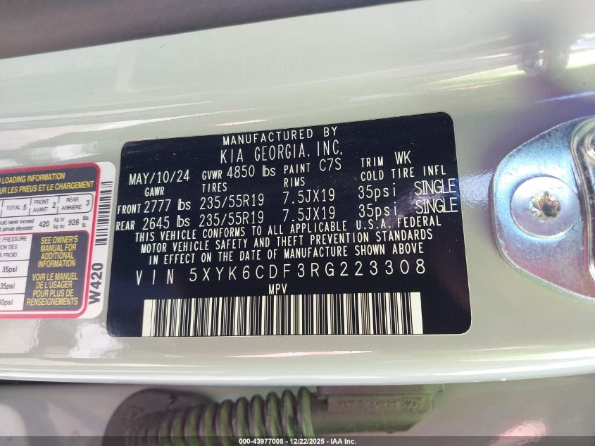 2024 Kia Sportage X-Line VIN: 5XYK6CDF3RG223308 Lot: 43977008