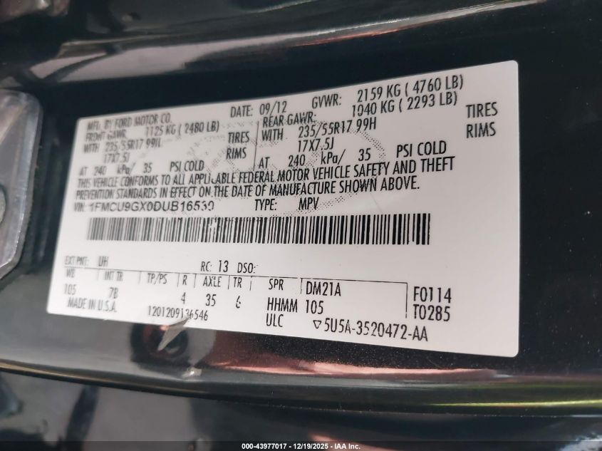 2008 Ford Escape Limited VIN: 1FMCU94168KC00367 Lot: 43977017