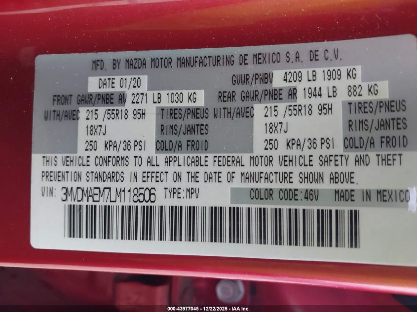 2020 Mazda Cx-30 Premium Package VIN: 3MVDMAEM7LM118506 Lot: 43977045
