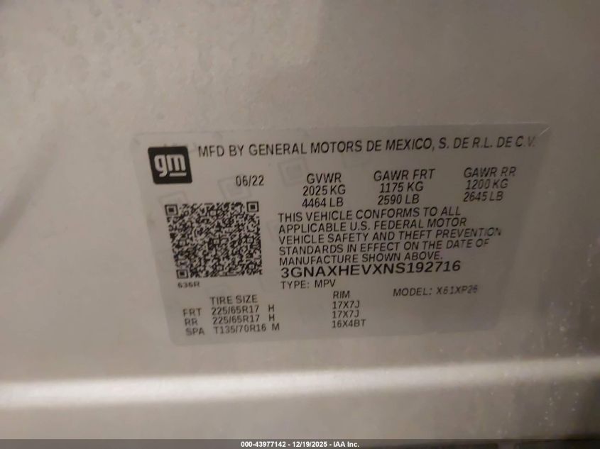 2022 Chevrolet Equinox Fwd Ls VIN: 3GNAXHEVXNS192716 Lot: 43977142